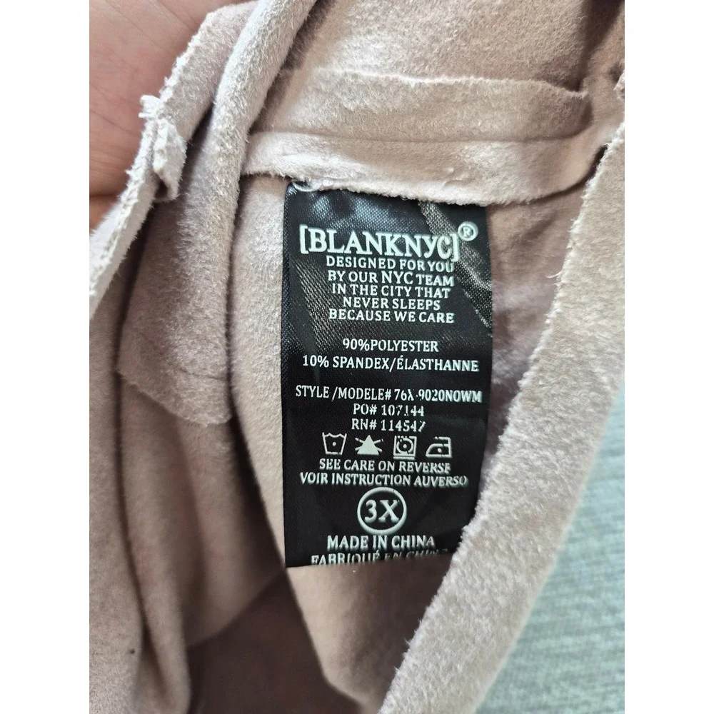 BlankNYC Asymmetrical Faux Suede Drape Front Jacket Womens 3X Pink Full Zip